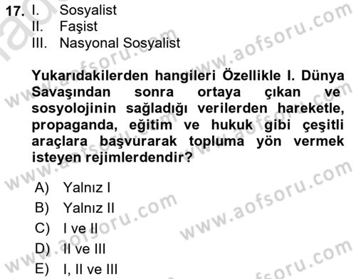 Hukuk Sosyolojisi Dersi 2018 - 2019 Yılı 3 Ders Sınav Soruları 17. Soru