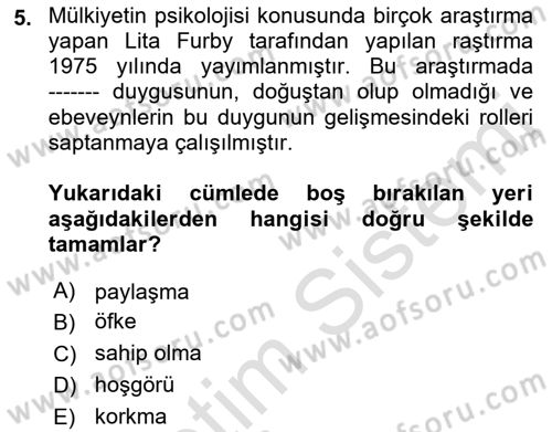 Hukuk Sosyolojisi Dersi 2018 - 2019 Yılı 3 Ders Sınav Soruları 5. Soru