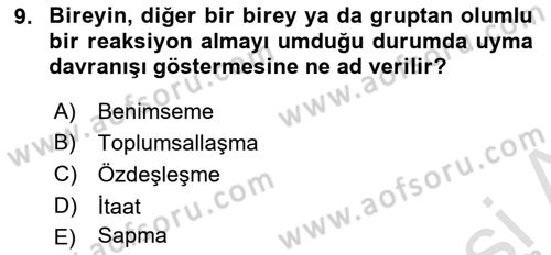 Hukuk Sosyolojisi Dersi 2018 - 2019 Yılı 3 Ders Sınav Soruları 9. Soru