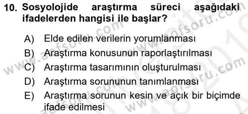 Hukuk Sosyolojisi Dersi Ara Sınavı Deneme Sınav Soruları 10. Soru
