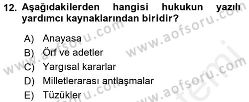 Hukuk Sosyolojisi Dersi Ara Sınavı Deneme Sınav Soruları 12. Soru