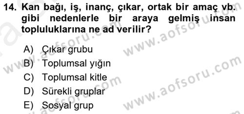 Hukuk Sosyolojisi Dersi Ara Sınavı Deneme Sınav Soruları 14. Soru