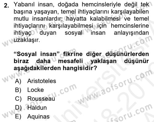 Hukuk Sosyolojisi Dersi Ara Sınavı Deneme Sınav Soruları 2. Soru