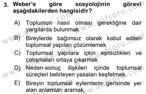 Hukuk Sosyolojisi Dersi Ara Sınavı Deneme Sınav Soruları 3. Soru