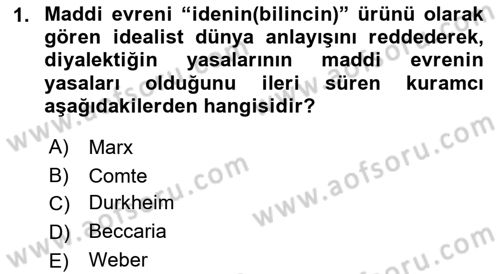 Hukuk Sosyolojisi Dersi 2018 - 2019 Yılı (Final) Dönem Sonu Sınav Soruları 1. Soru