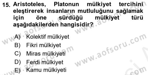 Hukuk Sosyolojisi Dersi 2018 - 2019 Yılı (Final) Dönem Sonu Sınav Soruları 15. Soru
