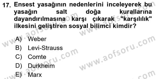 Hukuk Sosyolojisi Dersi 2018 - 2019 Yılı (Final) Dönem Sonu Sınav Soruları 17. Soru