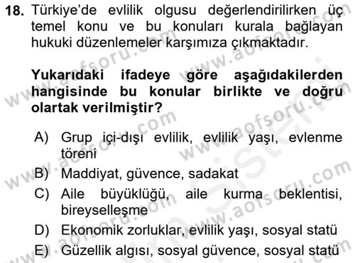 Hukuk Sosyolojisi Dersi 2018 - 2019 Yılı (Final) Dönem Sonu Sınav Soruları 18. Soru