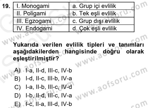 Hukuk Sosyolojisi Dersi 2018 - 2019 Yılı (Final) Dönem Sonu Sınav Soruları 19. Soru