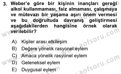 Hukuk Sosyolojisi Dersi 2018 - 2019 Yılı (Final) Dönem Sonu Sınav Soruları 3. Soru