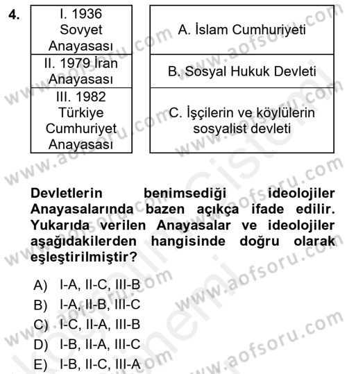 Hukuk Sosyolojisi Dersi 2018 - 2019 Yılı (Final) Dönem Sonu Sınav Soruları 4. Soru