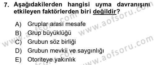 Hukuk Sosyolojisi Dersi 2018 - 2019 Yılı (Final) Dönem Sonu Sınav Soruları 7. Soru