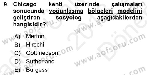 Hukuk Sosyolojisi Dersi 2018 - 2019 Yılı (Final) Dönem Sonu Sınav Soruları 9. Soru