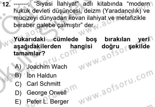 Hukuk Sosyolojisi Dersi 2018 - 2019 Yılı Yaz Okulu Sınav Soruları 12. Soru