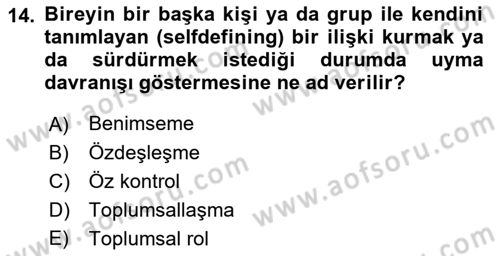 Hukuk Sosyolojisi Dersi 2018 - 2019 Yılı Yaz Okulu Sınav Soruları 14. Soru