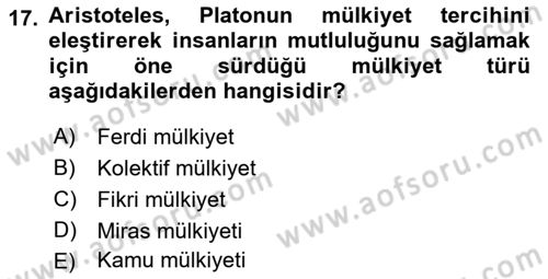 Hukuk Sosyolojisi Dersi 2018 - 2019 Yılı Yaz Okulu Sınav Soruları 17. Soru