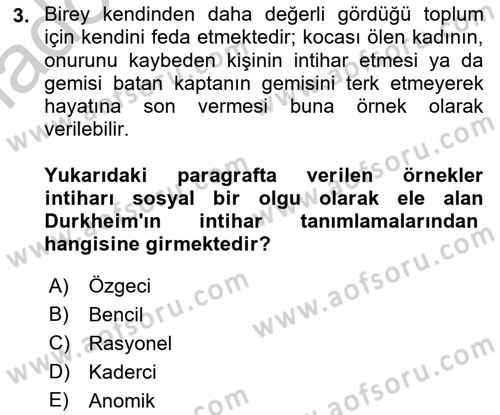 Hukuk Sosyolojisi Dersi 2018 - 2019 Yılı Yaz Okulu Sınav Soruları 3. Soru