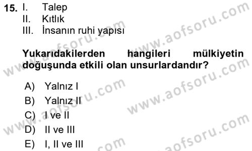 Hukuk Sosyolojisi Dersi 2019 - 2020 Yılı (Final) Dönem Sonu Sınav Soruları 15. Soru