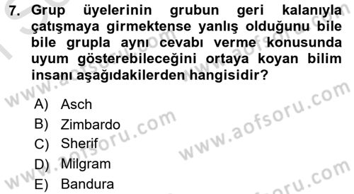 Hukuk Sosyolojisi Dersi 2019 - 2020 Yılı (Final) Dönem Sonu Sınav Soruları 7. Soru