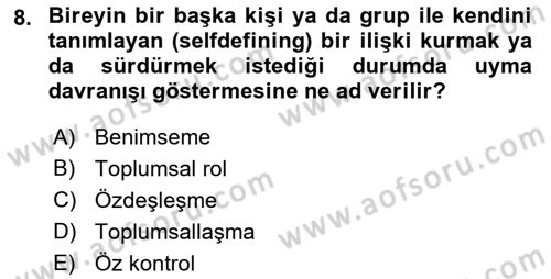Hukuk Sosyolojisi Dersi 2019 - 2020 Yılı (Final) Dönem Sonu Sınav Soruları 8. Soru