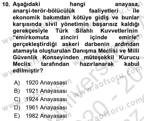Hukuk Sosyolojisi Dersi 2020 - 2021 Yılı Yaz Okulu Sınav Soruları 10. Soru