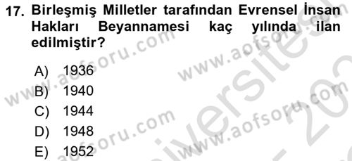 Hukuk Sosyolojisi Dersi 2020 - 2021 Yılı Yaz Okulu Sınav Soruları 17. Soru
