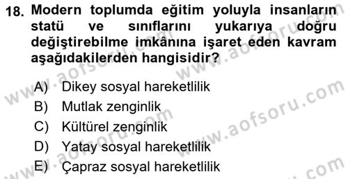 Hukuk Sosyolojisi Dersi 2020 - 2021 Yılı Yaz Okulu Sınav Soruları 18. Soru