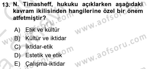 Hukuk Sosyolojisi Dersi 2021 - 2022 Yılı (Vize) Ara Sınav Soruları 13. Soru