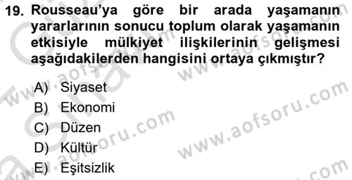 Hukuk Sosyolojisi Dersi 2021 - 2022 Yılı (Vize) Ara Sınav Soruları 19. Soru