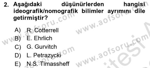 Hukuk Sosyolojisi Dersi 2021 - 2022 Yılı (Vize) Ara Sınav Soruları 2. Soru