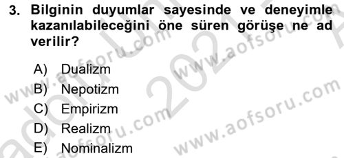 Hukuk Sosyolojisi Dersi 2021 - 2022 Yılı (Vize) Ara Sınav Soruları 3. Soru