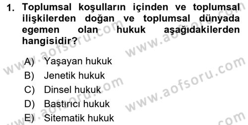 Hukuk Sosyolojisi Dersi 2021 - 2022 Yılı (Final) Dönem Sonu Sınav Soruları 1. Soru