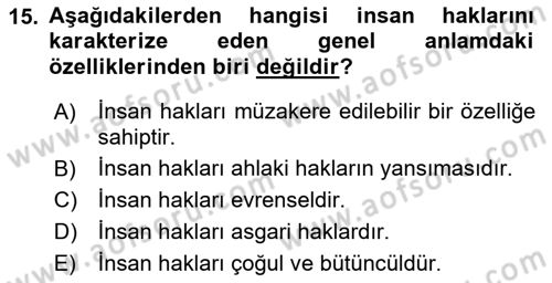 Hukuk Sosyolojisi Dersi 2021 - 2022 Yılı (Final) Dönem Sonu Sınav Soruları 15. Soru
