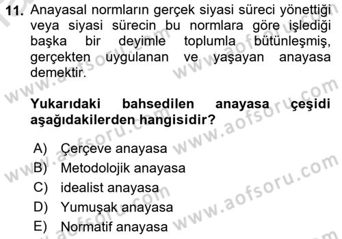 Hukuk Sosyolojisi Dersi 2021 - 2022 Yılı Yaz Okulu Sınav Soruları 11. Soru