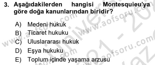 Hukuk Sosyolojisi Dersi 2021 - 2022 Yılı Yaz Okulu Sınav Soruları 3. Soru