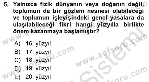 Hukuk Sosyolojisi Dersi Ara Sınavı Deneme Sınav Soruları 5. Soru