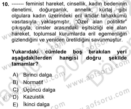 Hukuk Sosyolojisi Dersi 2022 - 2023 Yılı (Final) Dönem Sonu Sınav Soruları 10. Soru