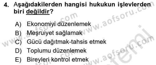 Hukuk Sosyolojisi Dersi 2022 - 2023 Yılı (Final) Dönem Sonu Sınav Soruları 4. Soru