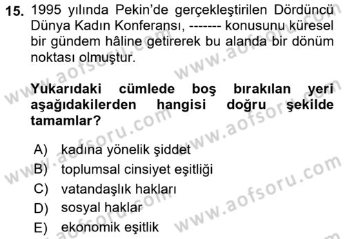 Hukuk Sosyolojisi Dersi 2022 - 2023 Yılı Yaz Okulu Sınav Soruları 15. Soru