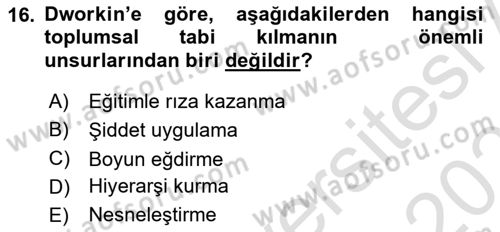 Hukuk Sosyolojisi Dersi 2022 - 2023 Yılı Yaz Okulu Sınav Soruları 16. Soru