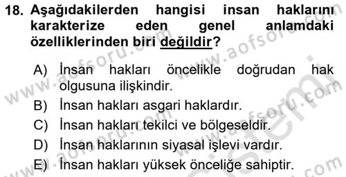 Hukuk Sosyolojisi Dersi 2022 - 2023 Yılı Yaz Okulu Sınav Soruları 18. Soru