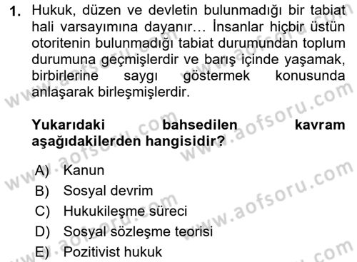 Hukuk Sosyolojisi Dersi Ara Sınavı Deneme Sınav Soruları 1. Soru