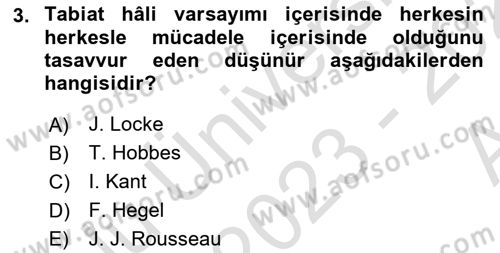 Hukuk Sosyolojisi Dersi 2023 - 2024 Yılı (Vize) Ara Sınav Soruları 3. Soru