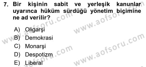 Hukuk Sosyolojisi Dersi 2023 - 2024 Yılı (Vize) Ara Sınav Soruları 7. Soru