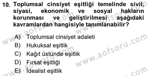 Hukuk Sosyolojisi Dersi 2023 - 2024 Yılı (Final) Dönem Sonu Sınav Soruları 10. Soru