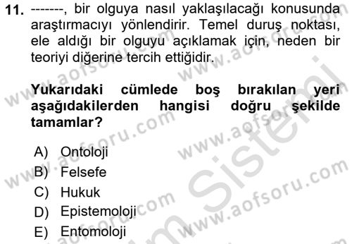 Hukuk Sosyolojisi Dersi 2023 - 2024 Yılı (Final) Dönem Sonu Sınav Soruları 11. Soru