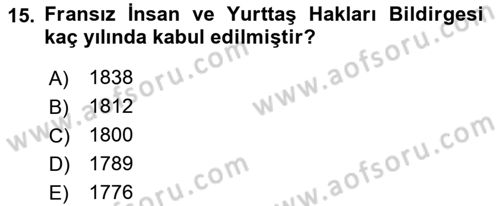 Hukuk Sosyolojisi Dersi 2023 - 2024 Yılı (Final) Dönem Sonu Sınav Soruları 15. Soru