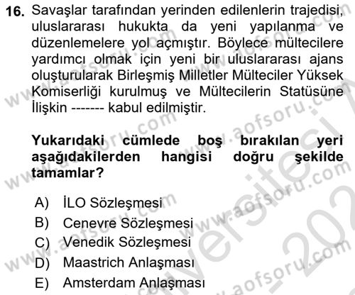 Hukuk Sosyolojisi Dersi 2023 - 2024 Yılı (Final) Dönem Sonu Sınav Soruları 16. Soru