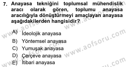 Hukuk Sosyolojisi Dersi 2023 - 2024 Yılı (Final) Dönem Sonu Sınav Soruları 7. Soru