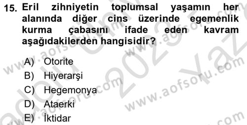 Hukuk Sosyolojisi Dersi 2023 - 2024 Yılı Yaz Okulu Sınav Soruları 15. Soru